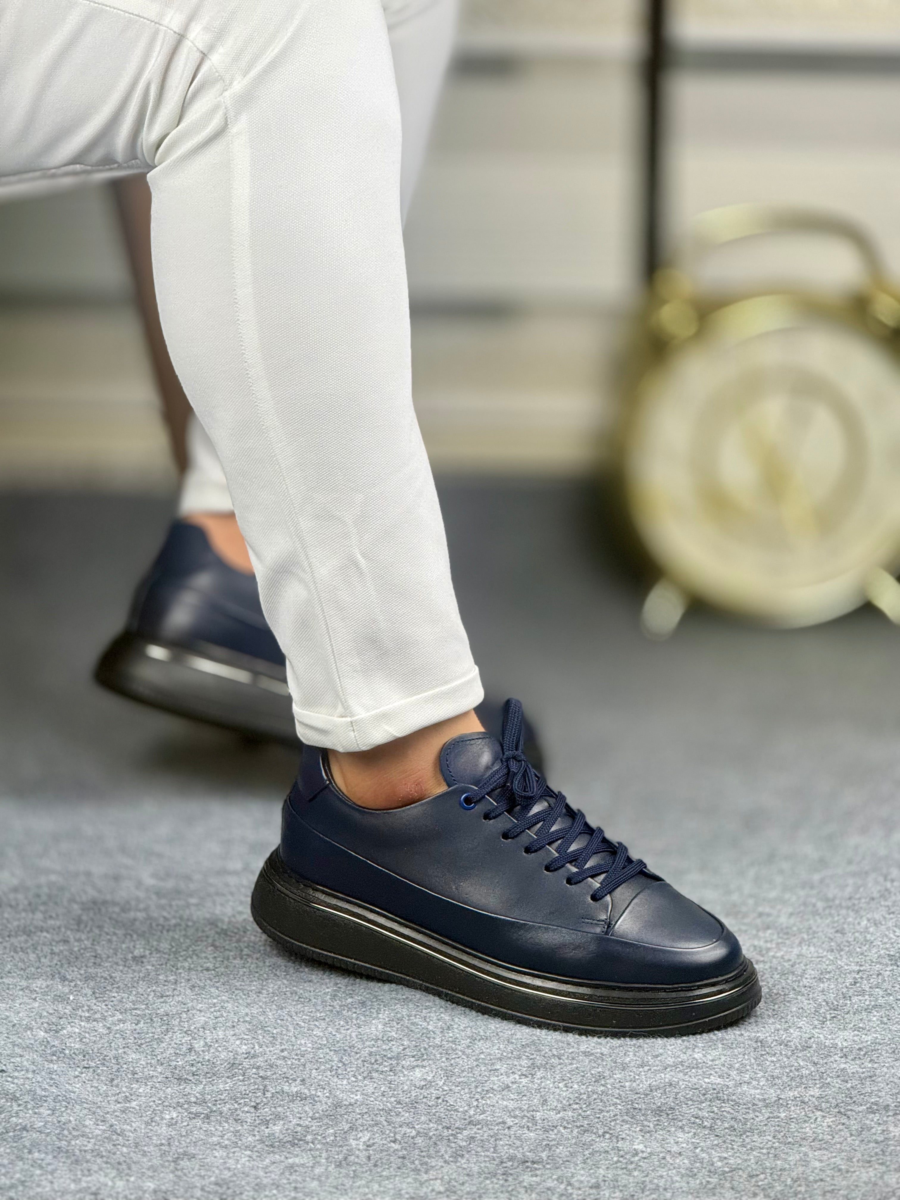 034 LACİVERT DERİ AYAKKABI