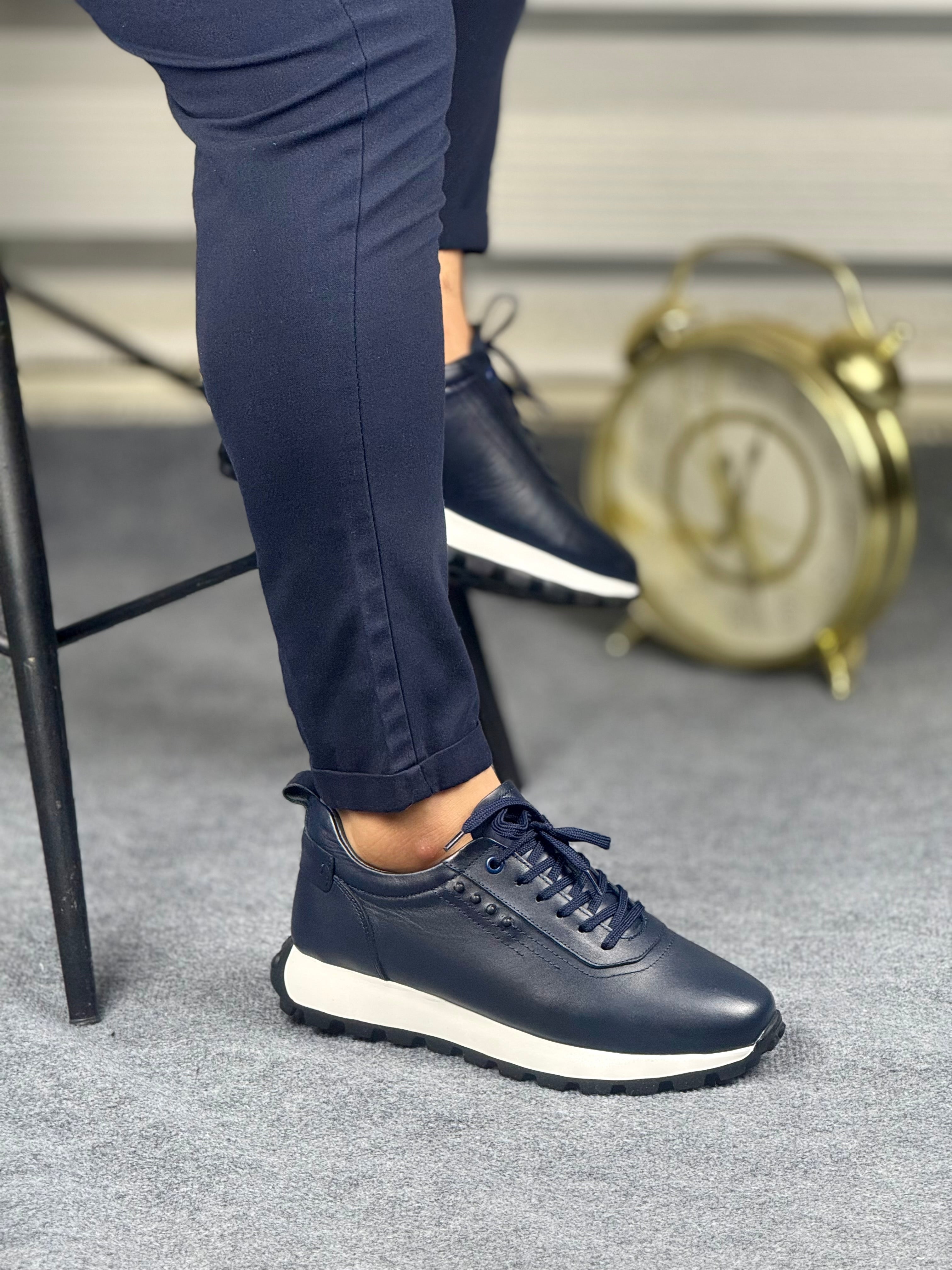 800 LACİVERT DERİ AYAKKABI