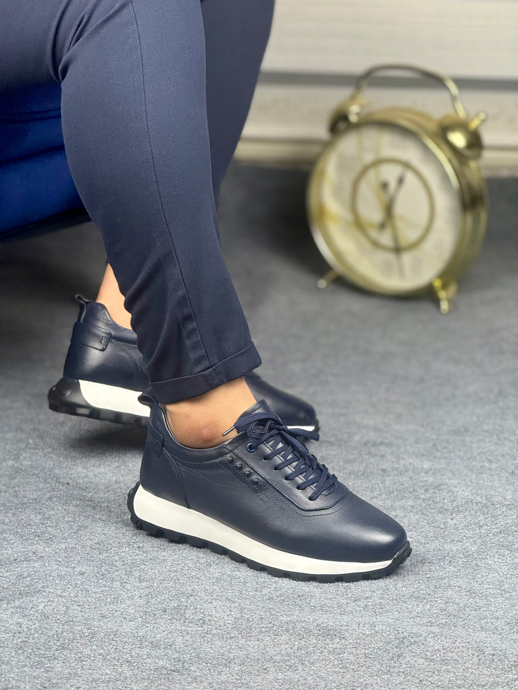 800 LACİVERT DERİ AYAKKABI