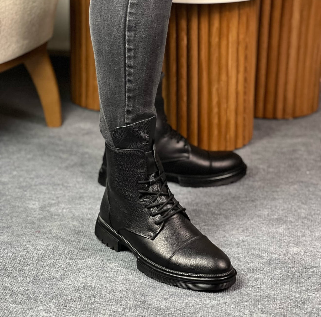 SİYAH POSTAL DERİ BOT