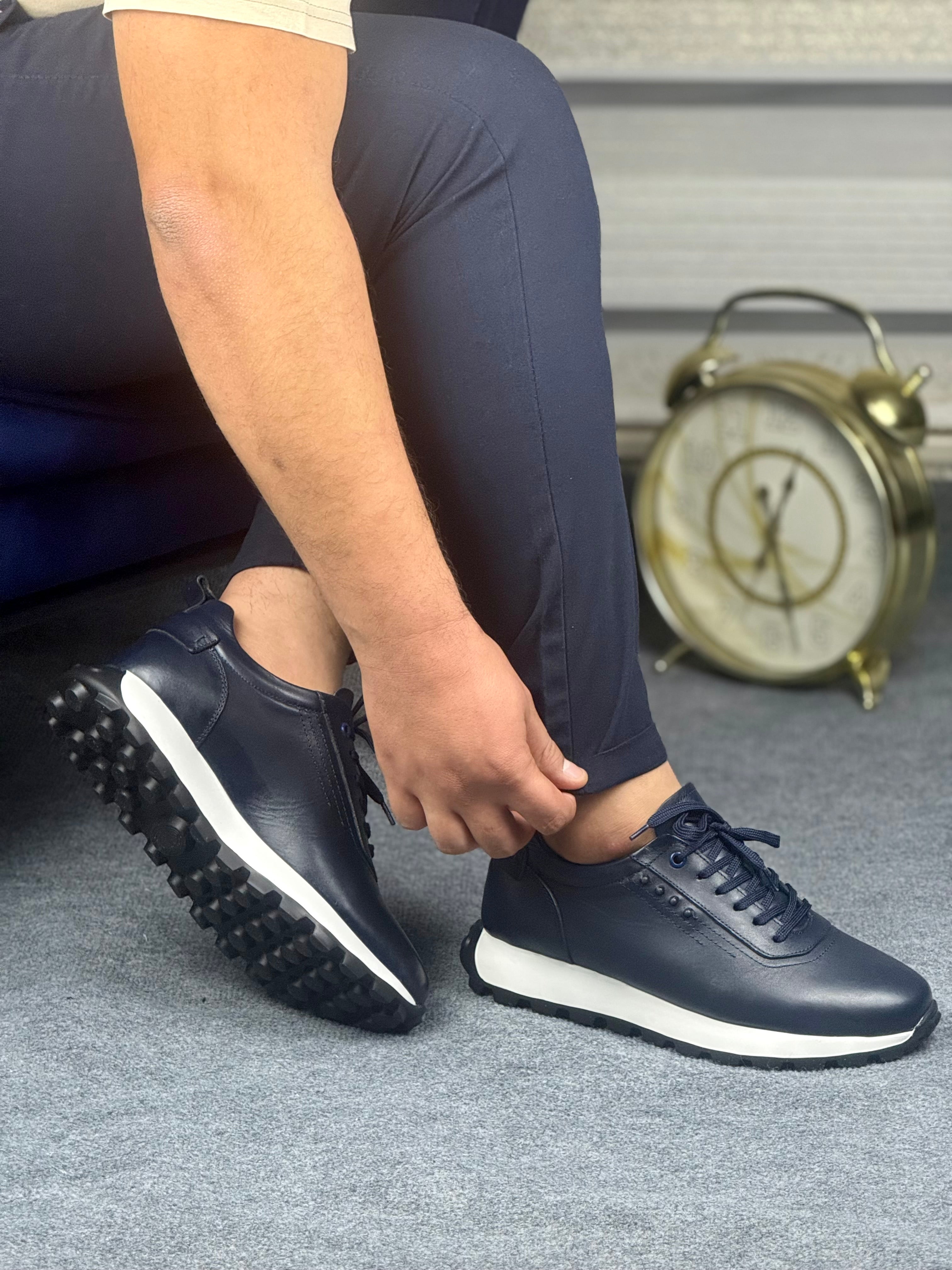 800 LACİVERT DERİ AYAKKABI