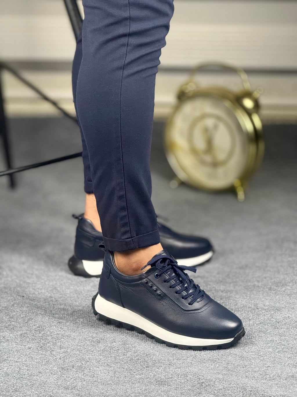 800 LACİVERT DERİ AYAKKABI